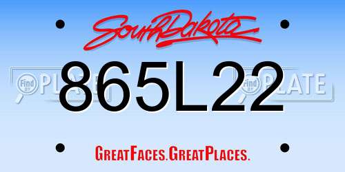 865L22 South Dakota License Plate