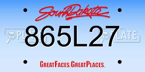 865L27 South Dakota License Plate