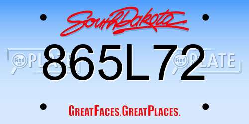 865L72 South Dakota License Plate