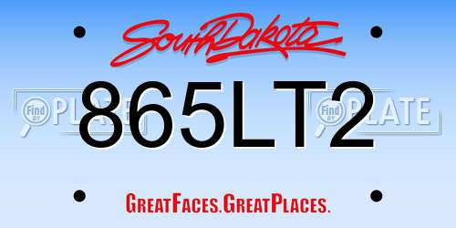 865LT2 South Dakota License Plate