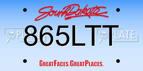 865LTT South Dakota License Plate