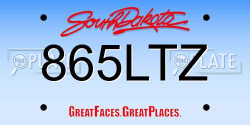 865LTZ South Dakota License Plate