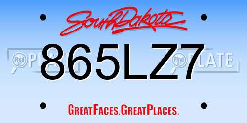 865LZ7 South Dakota License Plate