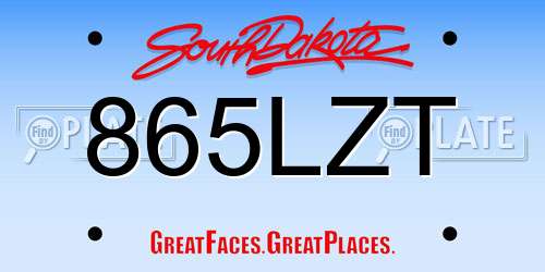 865LZT South Dakota License Plate