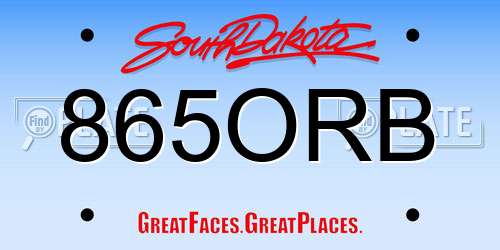 865ORB South Dakota License Plate