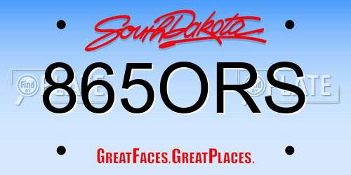 865ORS South Dakota License Plate