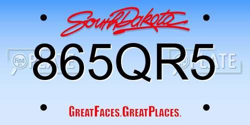 865QR5 South Dakota License Plate