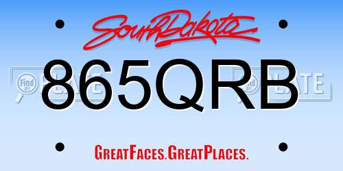 865QRB South Dakota License Plate