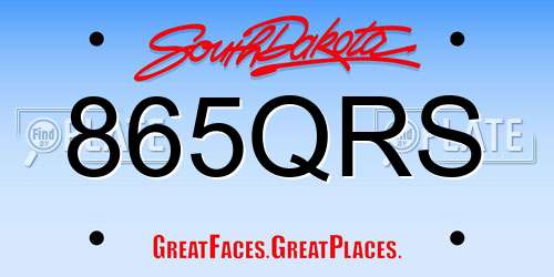 865QRS South Dakota License Plate