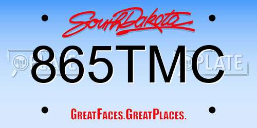 865TMC South Dakota License Plate