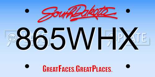 865WHX South Dakota License Plate