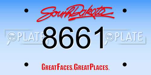 8661 South Dakota License Plate