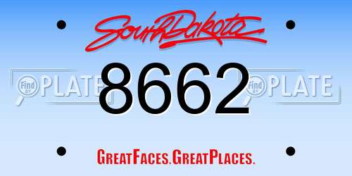8662 South Dakota License Plate