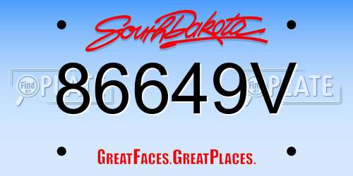 86649V South Dakota License Plate