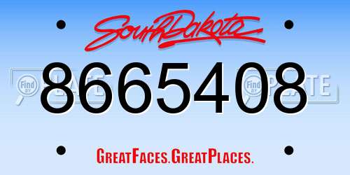8665408 South Dakota License Plate