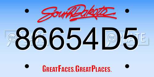 86654D5 South Dakota License Plate