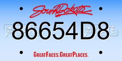 86654D8 South Dakota License Plate