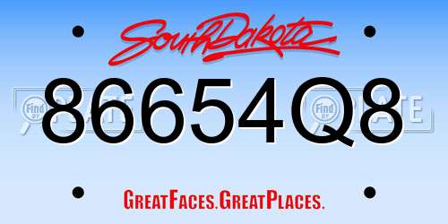 86654Q8 South Dakota License Plate
