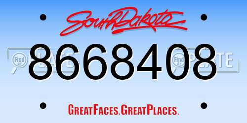 8668408 South Dakota License Plate