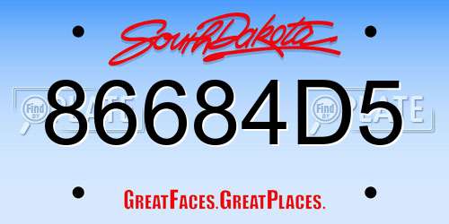 86684D5 South Dakota License Plate