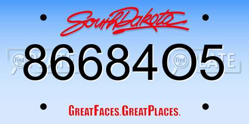 86684O5 South Dakota License Plate