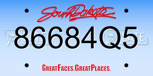 86684Q5 South Dakota License Plate