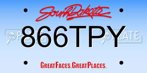 866TPY South Dakota License Plate