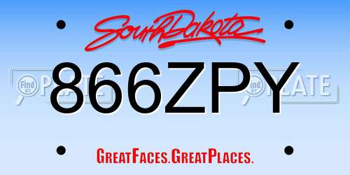866ZPY South Dakota License Plate