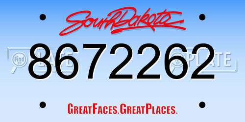 8672262 South Dakota License Plate