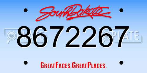 8672267 South Dakota License Plate