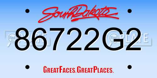 86722G2 South Dakota License Plate
