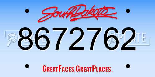 8672762 South Dakota License Plate