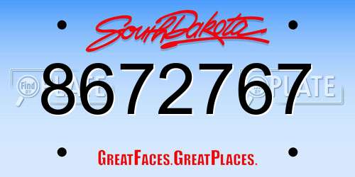 8672767 South Dakota License Plate