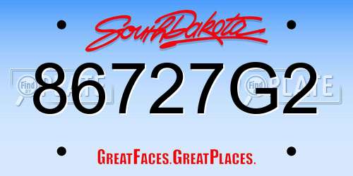 86727G2 South Dakota License Plate