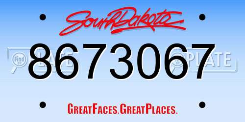 8673067 South Dakota License Plate