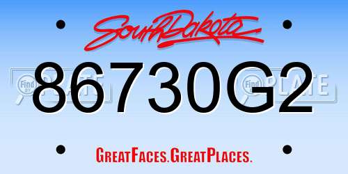 86730G2 South Dakota License Plate