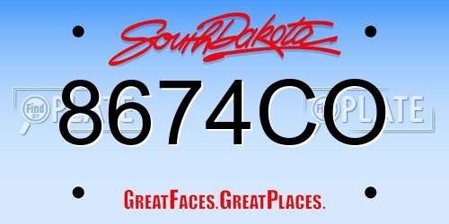 8674CO South Dakota License Plate