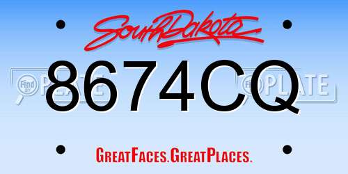 8674CQ South Dakota License Plate