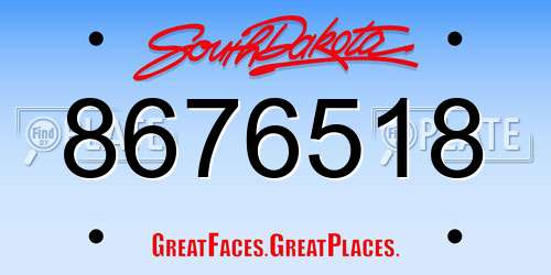 8676518 South Dakota License Plate