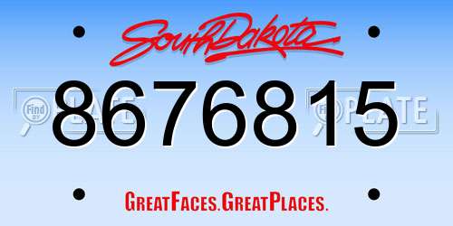 8676815 South Dakota License Plate