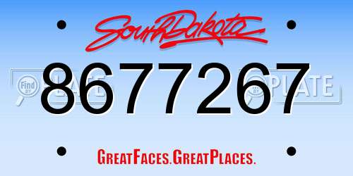8677267 South Dakota License Plate