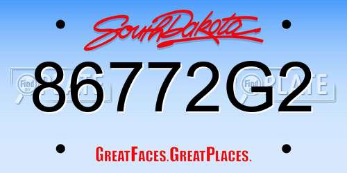 86772G2 South Dakota License Plate