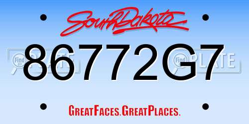 86772G7 South Dakota License Plate