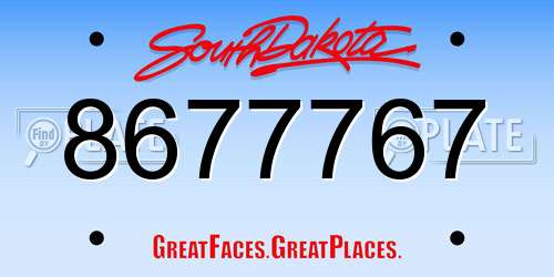 8677767 South Dakota License Plate