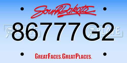 86777G2 South Dakota License Plate
