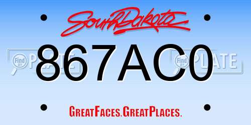 867AC0 South Dakota License Plate