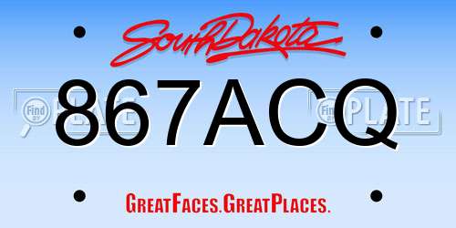 867ACQ South Dakota License Plate