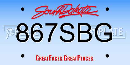 867SBG South Dakota License Plate