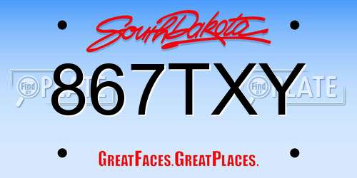 867TXY South Dakota License Plate