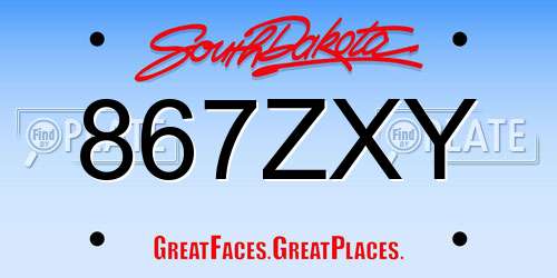 867ZXY South Dakota License Plate